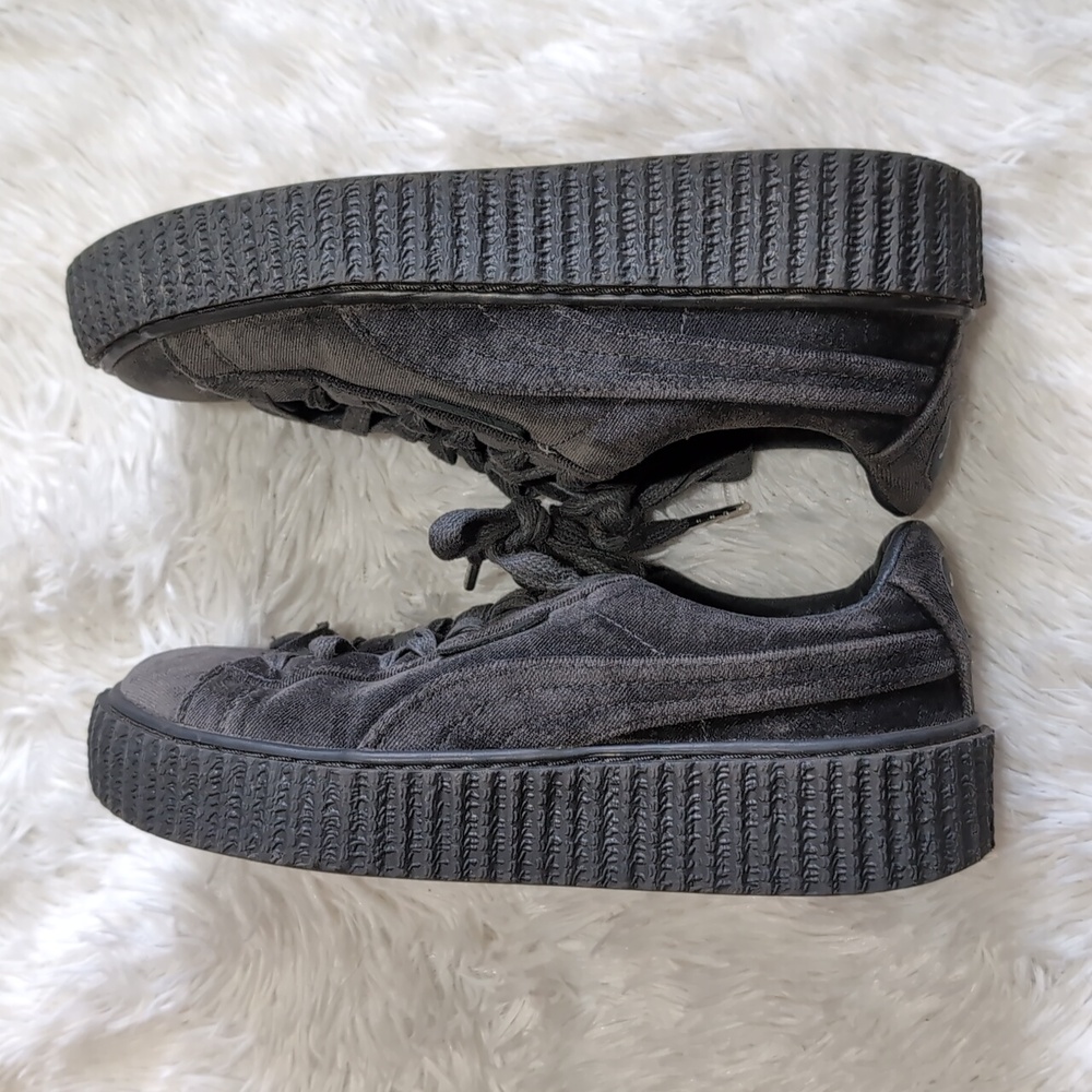 Fenty x Puma Soft Grey Velvet Lace Up One Inch Gothic Platform Creepers 6.5 - Picture 8 of 13